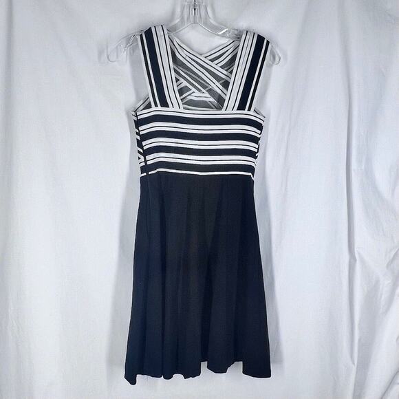 Maeve Anthropologie Womens Dress Size 0 Black Crosswise Sleeveless Flare Bandage - Picture 4 of 13